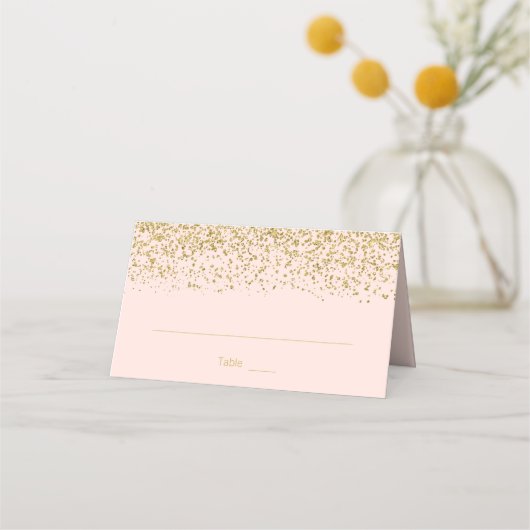 Modern Blush Pink Faux Gold Gevouwen Plaatskaartje (Voorkant)