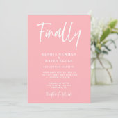 Modern Blush Pink Finally Wedding Invitation Kaart (Staand voorkant)