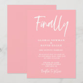 Modern Blush Pink Finally Wedding Invitation Kaart (Voorkant / Achterkant)