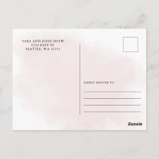 Modern Blush Pink Floral Baby shower dank u Briefkaart (Achterkant)