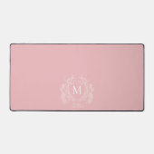 Modern Blush Pink Floral Crest Monogram Bureaumat (Voorkant)