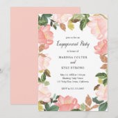 Modern Blush Pink Floral Elegant Engagement Party Kaart (Voorkant / Achterkant)