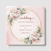 Modern Blush Pink Floral Eucalyptus Wedding Guest  Gastenboek (Voorkant)