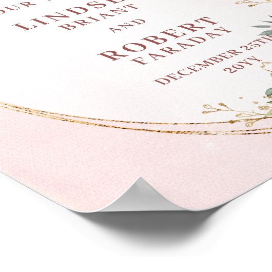 Modern Blush Pink Floral Gold Glitter Welcome Poster (Hoek)