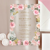 Modern Blush Pink Floral Islamic Muslim Wedding Acryl Uitnodigingen
