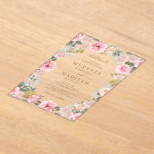 Modern Blush Pink Floral Islamic Muslim Wedding Acryl Uitnodigingen (Laagn)