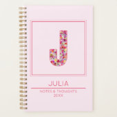 Modern Blush Pink Floral Monogram Letter J Planner (Voorkant)
