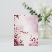 Modern Blush Pink Floral QR Code Romantic Wedding RSVP Kaartje (Staand voorkant)