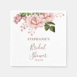 Modern Blush Pink Floral Vrijgezellenfeest Napkins Servet