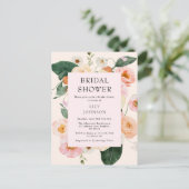 Modern Blush Pink Floral Vrijgezellenfeest Uitnodiging Briefkaart (Staand voorkant)
