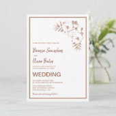 Modern Blush Pink Floral Wedding Kaart (Staand voorkant)