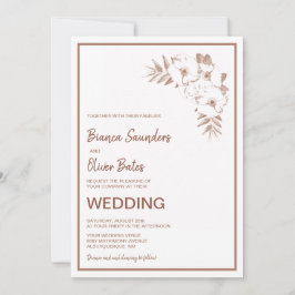 Modern Blush Pink Floral Wedding Kaart