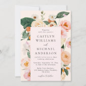 Modern Blush Pink Floral Wedding Kaart (Voorkant)