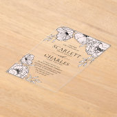 Modern Blush Pink Flowers Wedding Acryl Uitnodigingen (Laagn)