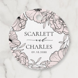 Modern Blush Pink Flowers Wedding Bedankjes Labels