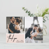 Modern Blush Pink Foto Collage Weddenschap Bedankt (Staand voorkant)