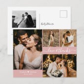 Modern Blush Pink Foto Collage Weddenschap Bedankt Briefkaart (Voorkant / Achterkant)