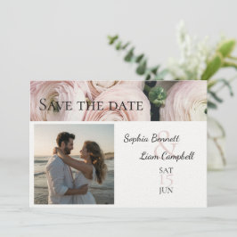 Modern Blush Pink fotosjabloon Sla de datum op Kaart