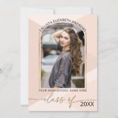 Modern Blush Pink Geometric Photo Afstuderen Aankondiging (Voorkant)