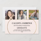 Modern Blush Pink Geometric Photo Afstuderen Aankondiging (Achterkant)