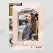Modern Blush Pink Geometric Photo Afstuderen Aankondiging (Voorkant / Achterkant)