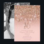 Modern Blush Pink Glam Glitter Sweet 16 Foto Kaart<br><div class="desc">Pas voor uw gebeurtenis aan</div>