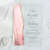 Modern Blush Pink Gold Agate Wedding Acryl Uitnodigingen