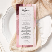 Modern Blush Pink Gold Agate Wedding Menu