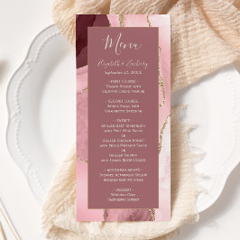 Modern Blush Pink Gold Agate Wedding Menu