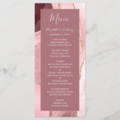 Modern Blush Pink Gold Agate Wedding Menu (Voorkant)