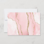 Modern Blush Pink Gold Agate Wedding RSVP Kaartje (Achterkant)