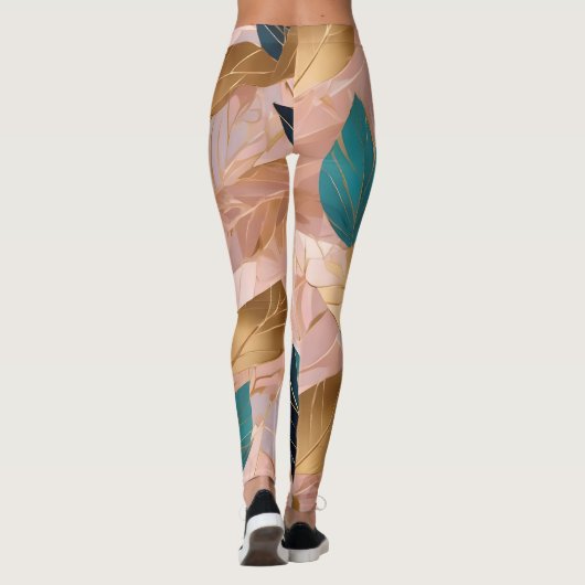 Modern Blush Pink Gold Boho laat Collectie achter Leggings (Achterkant)