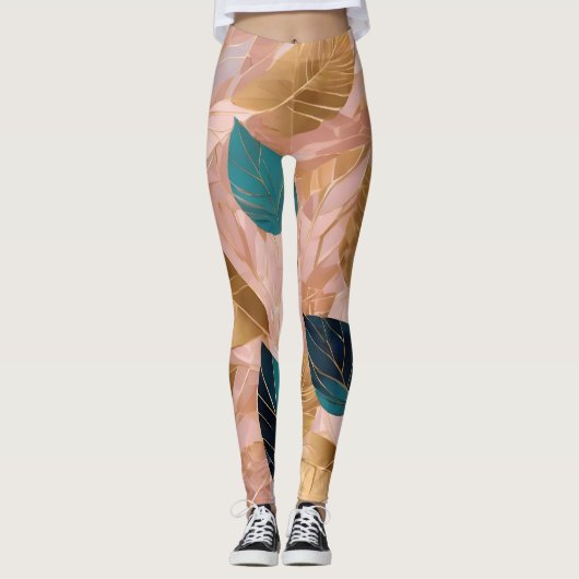 Modern Blush Pink Gold Boho laat Collectie achter Leggings (Voorkant)