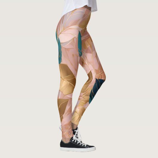 Modern Blush Pink Gold Boho laat Collectie achter Leggings (Rechts)