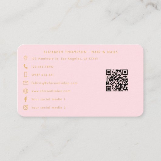 Modern Blush Pink & Gold Elegant Business Branding Visitekaartje (Achterkant)