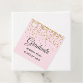 Modern Blush Pink Gold Glitter Confetti Afstuderen Bedankjes Labels (In situ)