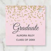 Modern Blush Pink Gold Glitter Confetti Afstuderen Bedankjes Labels (Achterkant)