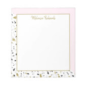 Modern Blush Pink Gold Marble Terrazzo Pattern Notitieblok (Voorkant)
