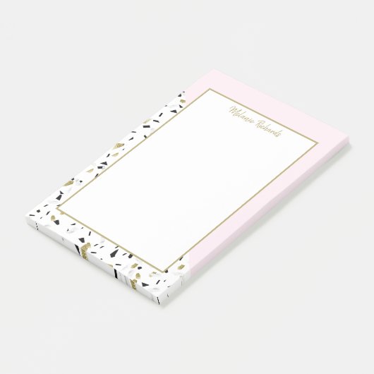 Modern Blush Pink Gold Marble Terrazzo Pattern Post-it® Notes (Schuin)