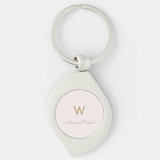 Modern Blush Pink Gold minimalistisch monogram Sleutelhanger (Voorkant)