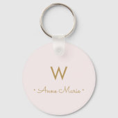 Modern Blush Pink Gold minimalistisch monogram Sleutelhanger (Voorkant)