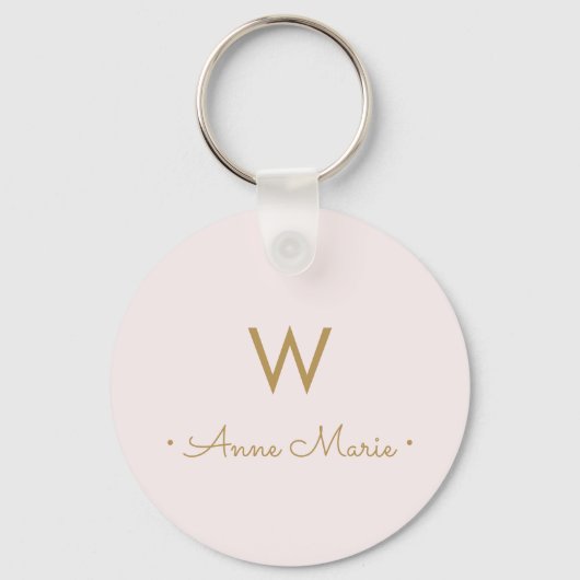 Modern Blush Pink Gold minimalistisch monogram Sleutelhanger (Voorkant)