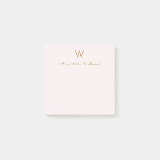 Modern Blush Pink Gold Script Monogram Post-it® Notes (Voorkant)