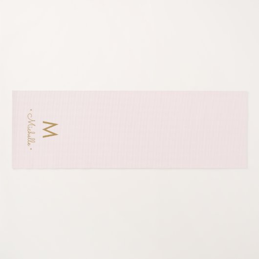 Modern Blush Pink Gold Script Monogram Yogamat (Voorkant (horizontaal))