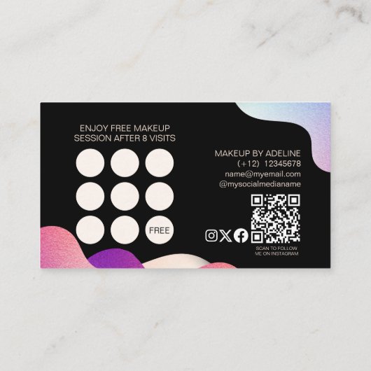 Modern Blush Pink Gradient Pattern Make-up Artist Klantenkaartje (Achterkant)