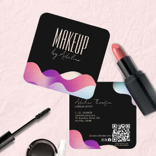 Modern Blush Pink Gradient Pattern Make-up Artist Vierkante Visitekaartje