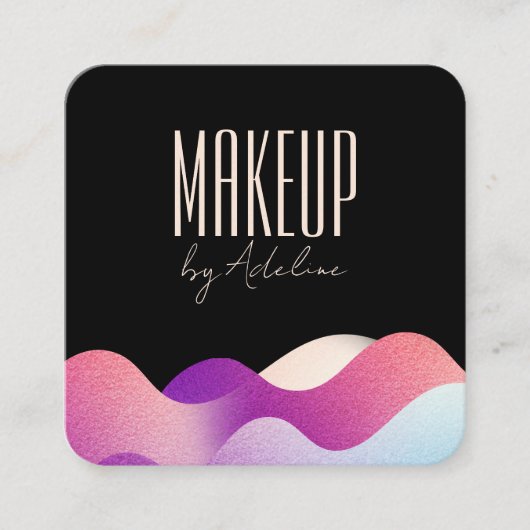 Modern Blush Pink Gradient Pattern Make-up Artist Vierkante Visitekaartje (Voorkant)