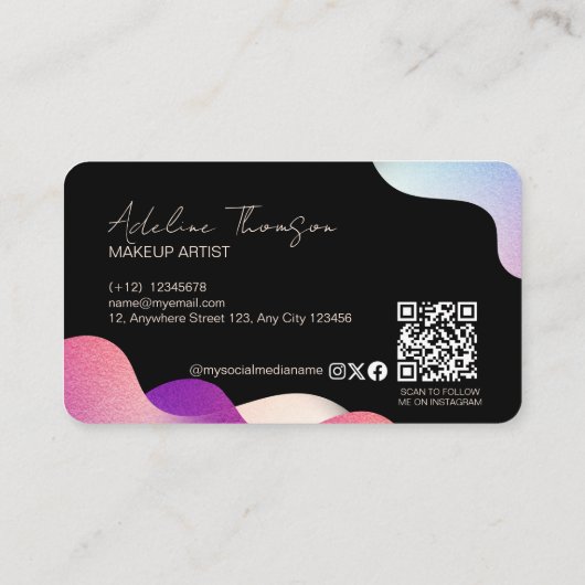 Modern Blush Pink Gradient Pattern Make-up Artist Visitekaartje (Achterkant)