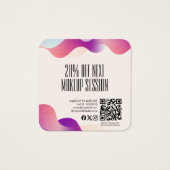 Modern Blush Pink Gradient Wave Make-up Artist Vierkante Visitekaartjes (Achterkant)