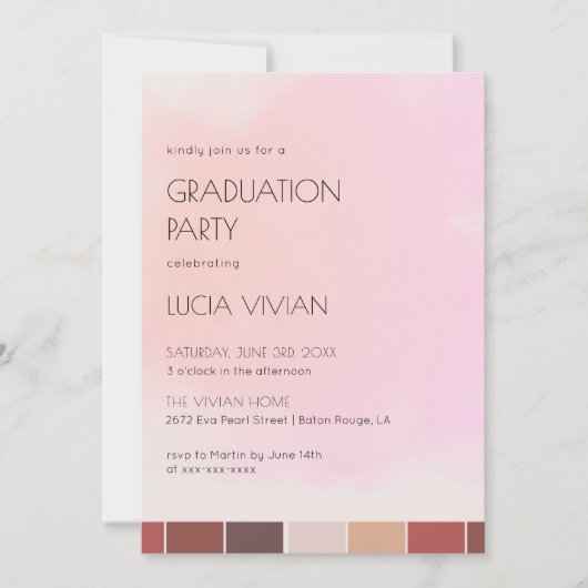 Modern Blush Pink Graduation Party Kaart (Voorkant)